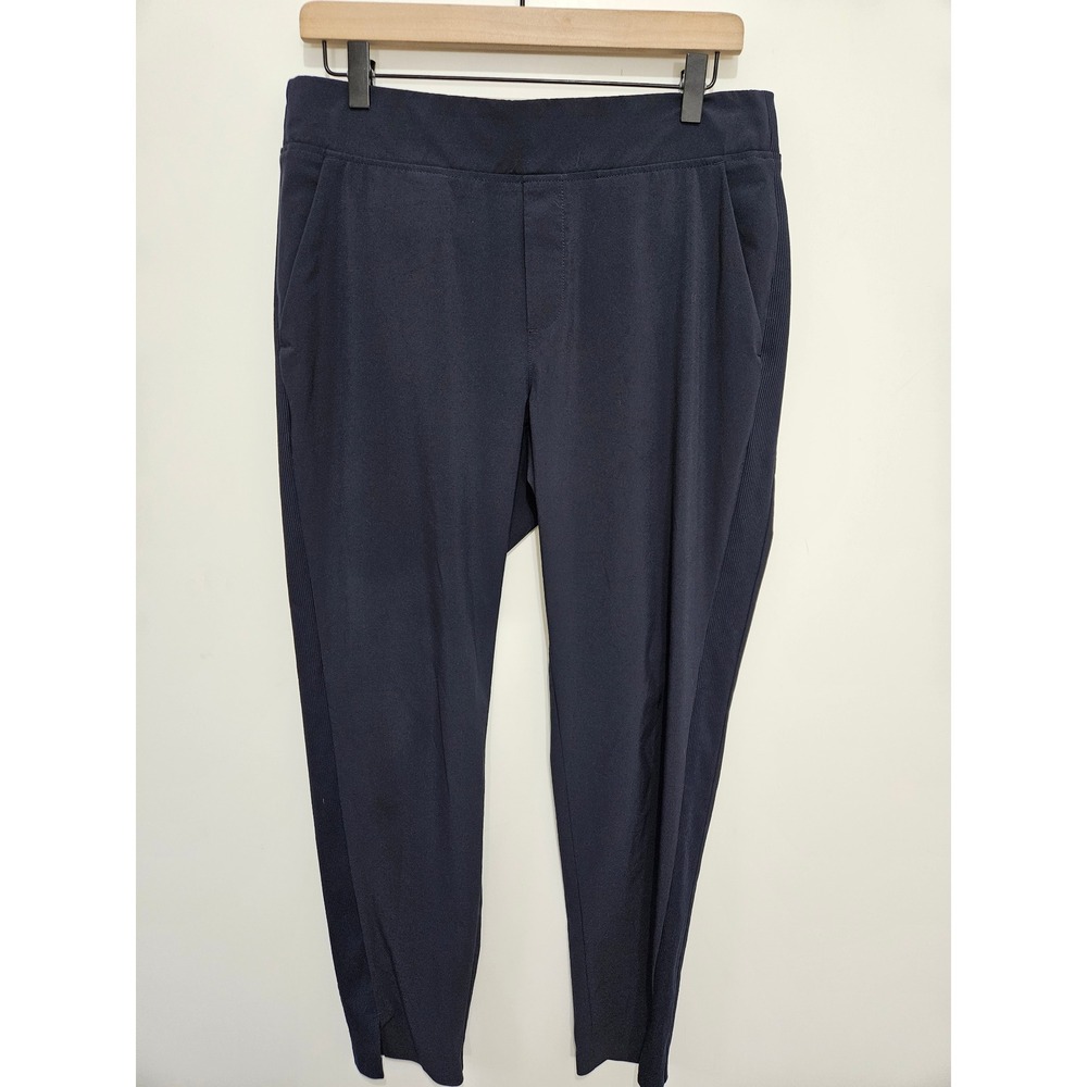 Athleta Navy Blue Trekkie North Jogger Pants Ribbed Side Panel Women Size Large